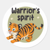 戦士の精神かわいいかわいいベビータイガーオレンジ ラウンドシール (正面)