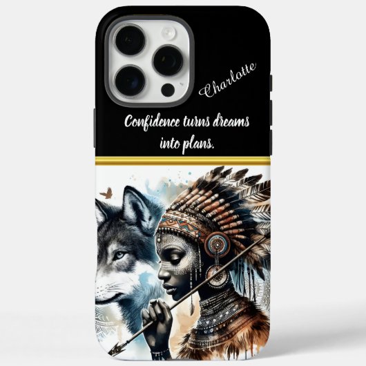 戦士の精神は狼と先住民の女性を結ぶ Case-Mate iPhoneケース (裏面)