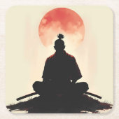 戦士の精神 サムライ夕焼け瞑想 スクエアペーパーコースター (正面)