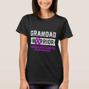 戦士の膵紫色のリボンのサポートの祖父 Tシャツ