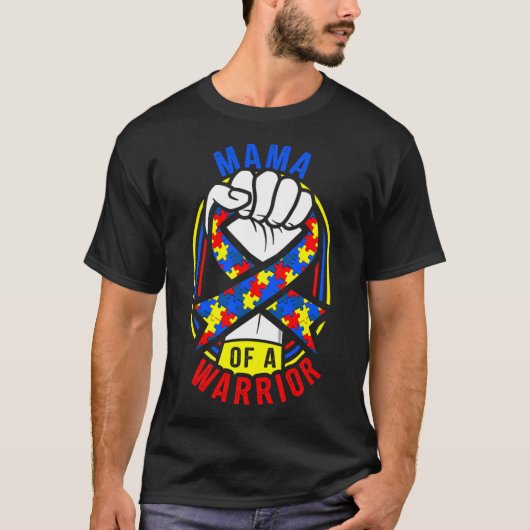 戦士の自閉症意識のママママッチング Tシャツ (正面)