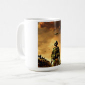 戦士の行進 – 軍事力と名誉のグラフィックTシャツ コーヒーマグカップ (正面左)
