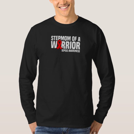 戦士の赤い黒いリボン敗血症の継母 Tシャツ (正面)
