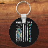 戦士の転移性乳がん米国国旗の キーホルダー (正面)