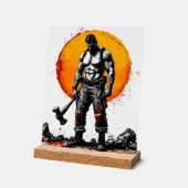 戦士の野蛮な中世ファンタジーの謙虚さ アクリルサイン (傾斜)