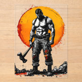 戦士の野蛮な中世ファンタジーの謙虚さ アクリル招待状 (正面)