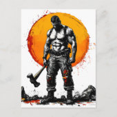 戦士の野蛮な中世ファンタジーの謙虚さ インビテーションポストカード (正面)