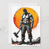 戦士の野蛮な中世ファンタジーの謙虚さ サンキューカード (正面)