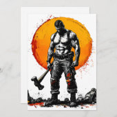 戦士の野蛮な中世ファンタジーの謙虚さ サンキューカード (正面/裏面)