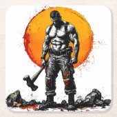 戦士の野蛮な中世ファンタジーの謙虚さ スクエアペーパーコースター (正面)