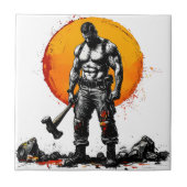 戦士の野蛮な中世ファンタジーの謙虚さ タイル (正面)