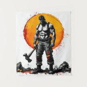 戦士の野蛮な中世ファンタジーの謙虚さ タペストリー (正面)