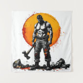 戦士の野蛮な中世ファンタジーの謙虚さ タペストリー (正面)