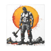 戦士の野蛮な中世ファンタジーの謙虚さ ノートパッド (正面)