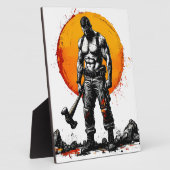 戦士の野蛮な中世ファンタジーの謙虚さ フォトプラーク (側面)