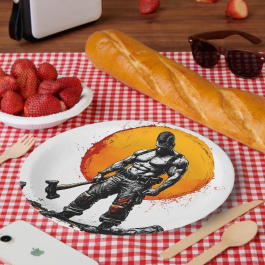 戦士の野蛮な中世ファンタジーの謙虚さ ペーパープレート (ピクニック)