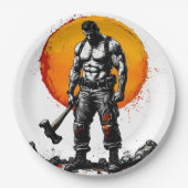 戦士の野蛮な中世ファンタジーの謙虚さ ペーパープレート (正面)