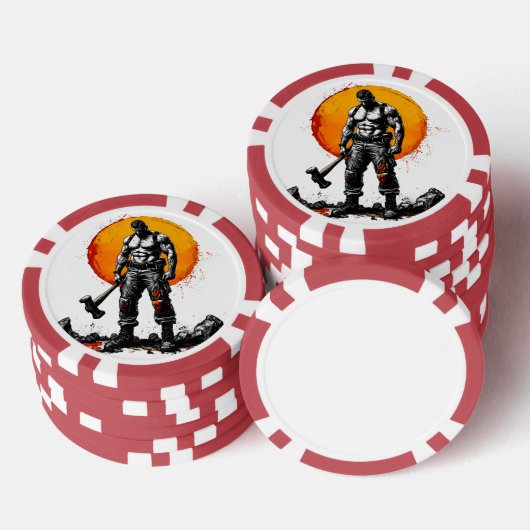 戦士の野蛮な中世ファンタジーの謙虚さ ポーカーチップ (積み重ね)