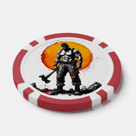 戦士の野蛮な中世ファンタジーの謙虚さ ポーカーチップ (シングル)