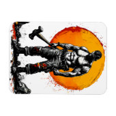 戦士の野蛮な中世ファンタジーの謙虚さ マグネット (横)