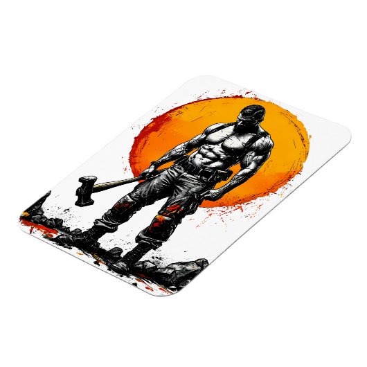 戦士の野蛮な中世ファンタジーの謙虚さ マグネット (左側)