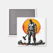 戦士の野蛮な中世ファンタジーの謙虚さ マグネット (正面/裏面)