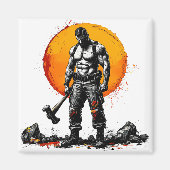 戦士の野蛮な中世ファンタジーの謙虚さ マグネット (正面)