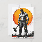 戦士の野蛮な中世ファンタジーの謙虚さ 出欠カード (正面)