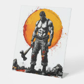 戦士の野蛮な中世ファンタジーの謙虚さ 台座サイン (正面)