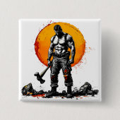 戦士の野蛮な中世ファンタジーの謙虚さ 缶バッジ (正面)