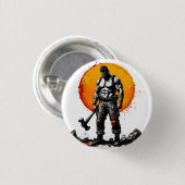 戦士の野蛮な中世ファンタジーの謙虚さ 缶バッジ (正面&裏面)