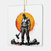 戦士の野蛮な中世ファンタジーハンマーオーナメント セラミックオーナメント (左)
