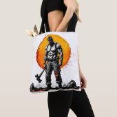 戦士の野蛮な中世ファンタジーハンマートート トートバッグ (クローズアップ)