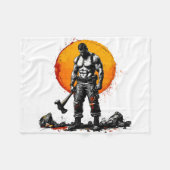 戦士の野蛮な中世ファンタジーフリースブランケット フリースブランケット (正面(横))