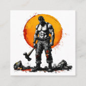 戦士の野蛮な中世ファンタジー名刺 スクエア名刺 (正面)