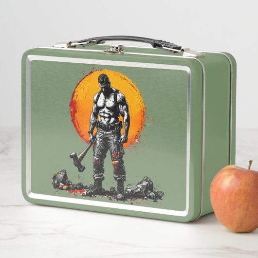 戦士の野蛮な中世ファンタジー金属の弁当箱 メタルランチボックス (インサイチュ)