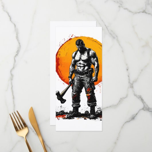 戦士の野蛮な中世ファンタジーhummerFlatメニュー メニュー (正面/裏面インサイチュ)