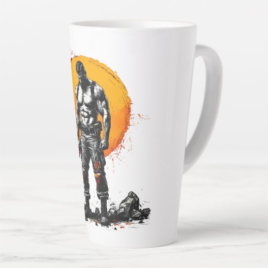 戦士の野蛮な中世ファンタジーhummerLatte Mug カフェラテマグ (右アングル)