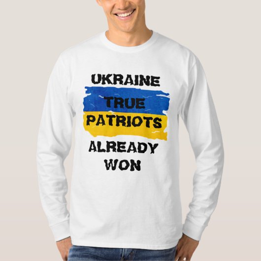 戦士の青と黄色のウクライナ国旗 Tシャツ (正面)