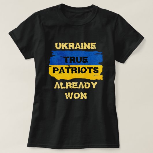 戦士の青と黄色のウクライナ国旗 Tシャツ (デザイン正面)