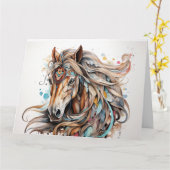 戦士の馬のグリーティングカード カード (黄色い花)