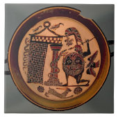 戦士のattaを描写するLaconianの黒姿のコップ タイル (正面)