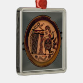 戦士のattaを描写するLaconianの黒姿のコップ メタルオーナメント (右)