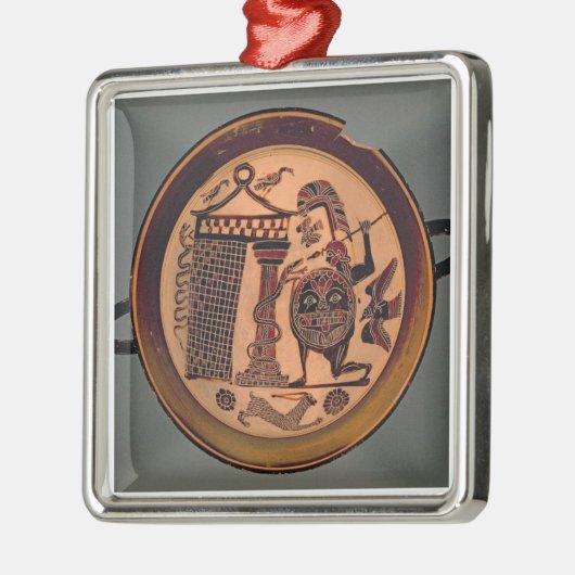 戦士のattaを描写するLaconianの黒姿のコップ メタルオーナメント (左)