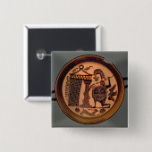 戦士のattaを描写するLaconianの黒姿のコップ 缶バッジ (正面&裏面)