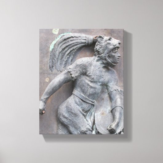 戦士アステカの石彫り キャンバスプリント (正面)