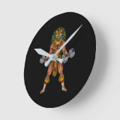 戦士アステカ重量挙げ ラウンド壁時計 (傾斜)