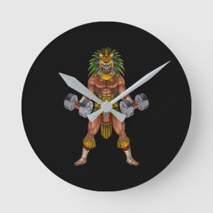 戦士アステカ重量挙げ ラウンド壁時計