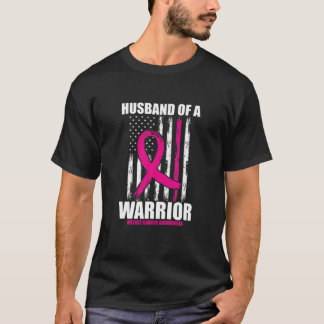 戦士アメリカ国旗の乳がんAの夫 Tシャツ