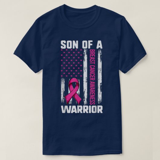 戦士アメリカ国旗の息子の母がんSupp Tシャツ (デザイン正面)